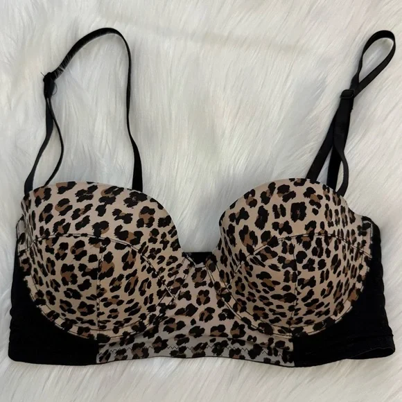 Charlotte Russe Leopard Print McBling Push-up Bra 34C - Picture 1 of 3